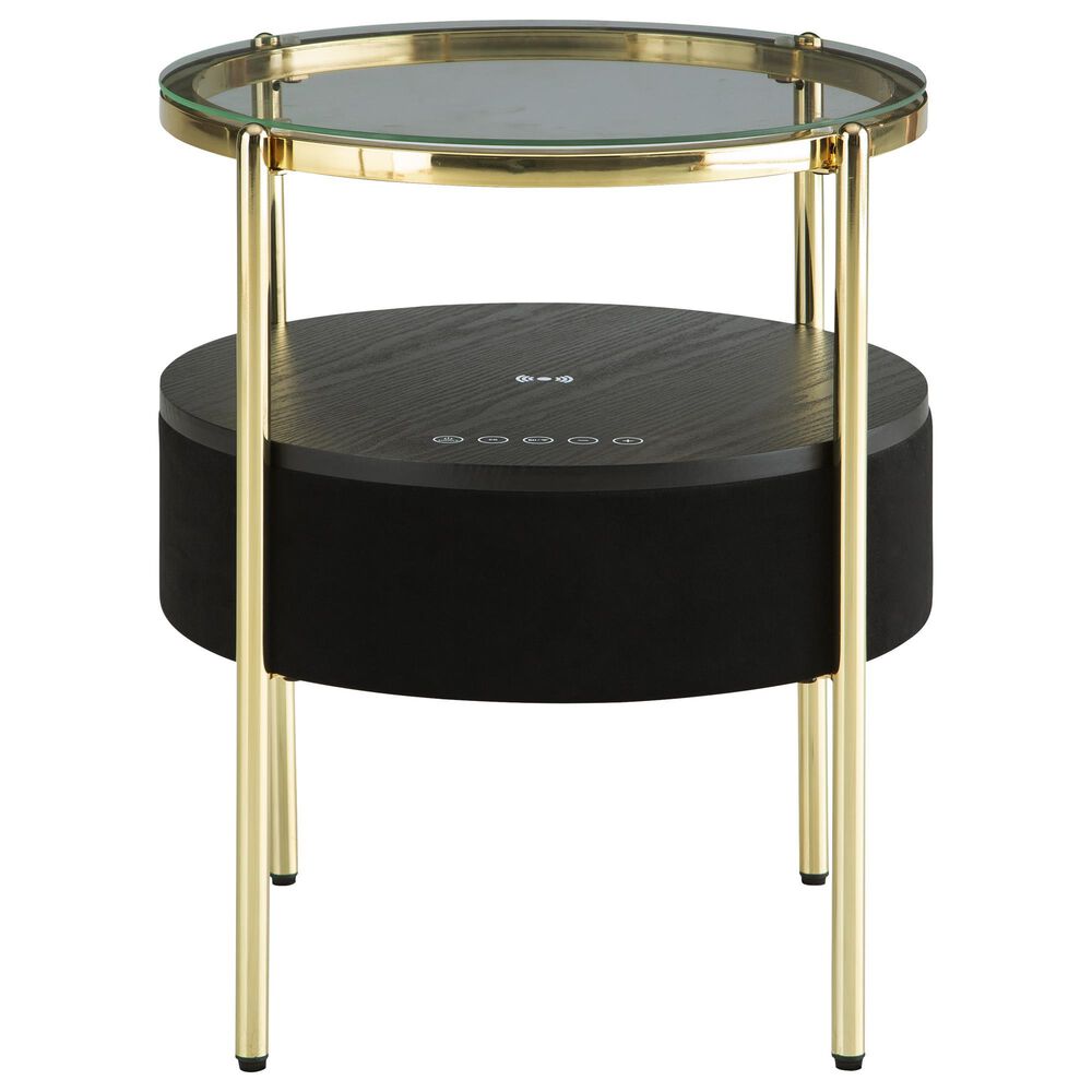 Ashley Nedman Accent End Table with Speaker in Black and Gold, , large