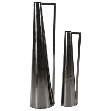 Maple and Jade Glam Pitcher-Shaped Vase in Dark Gray (Set of 2), , large