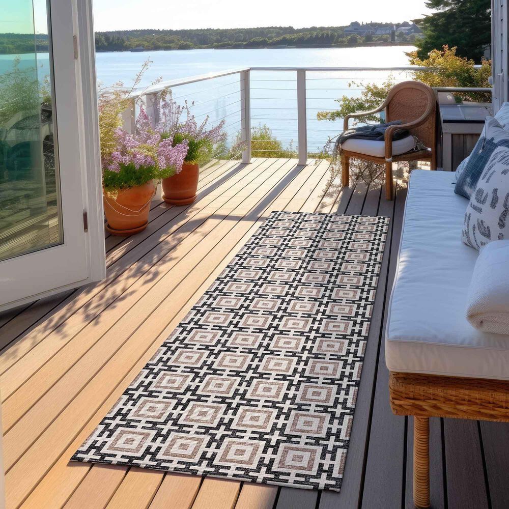 Dalyn Rug Company Marlo 2&#39;3&quot; x 7&#39;6&quot; Black Indoor/Outdoor Runner, , large