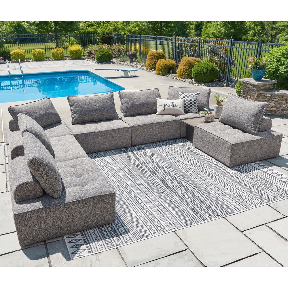 Ashley Bree Zee 8-Piece Outdoor Conversation Set with End Table in Brown, , large