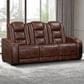 New Heritage Design Chester Power Reclining Sofa in Brown, , large