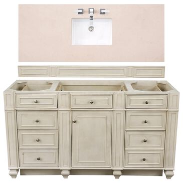 James Martin Bristol 60" Single Bathroom Vanity in Vintage Vanilla with 3 cm Eternal Marfil Quartz Top and Rectangle Sink, , large