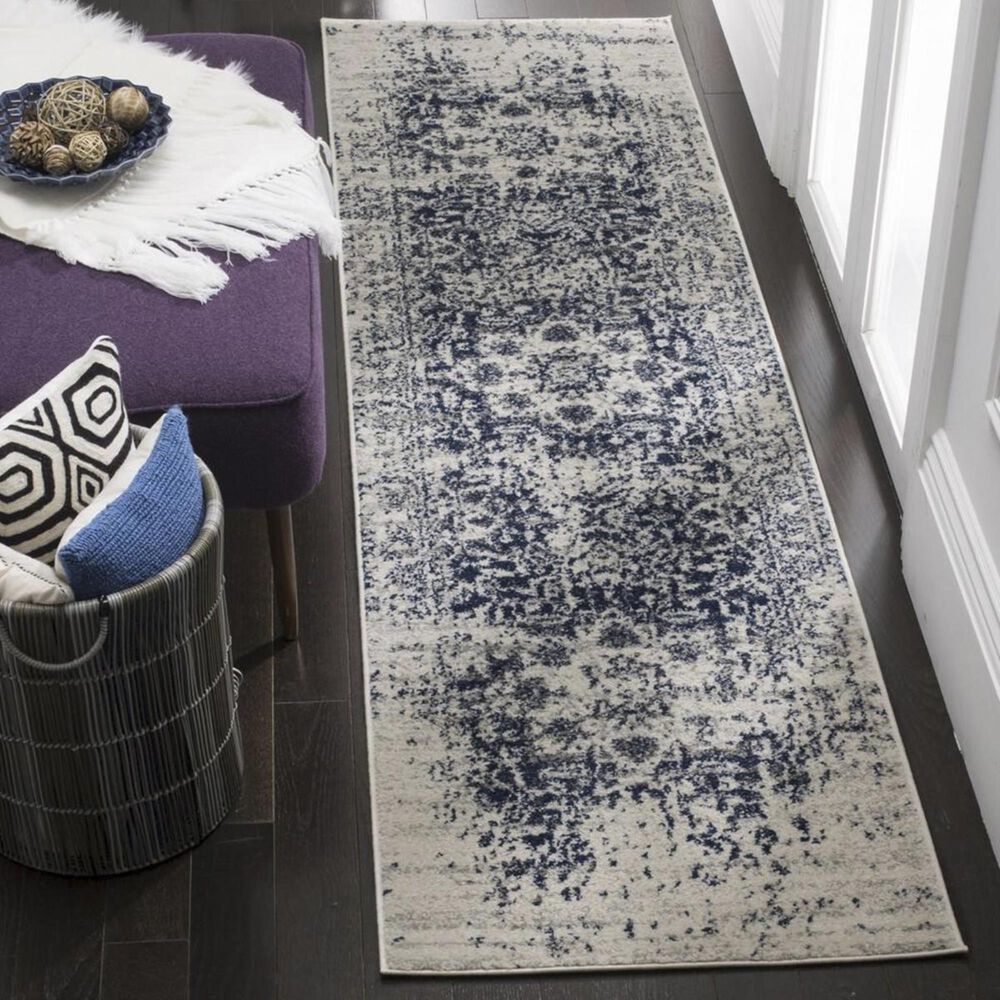 Safavieh Madison MAD603D 2"3" x 18" Cream and Navy Runner, , large