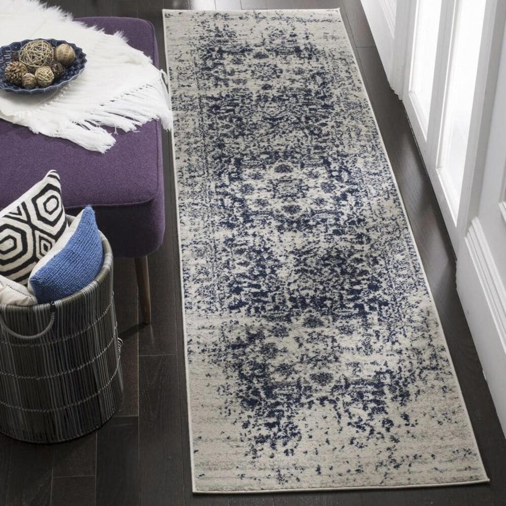 Safavieh Madison MAD603D 2"3" x 18" Cream and Navy Runner, , large