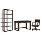 Ashley Breckington 3-Piece Desk with Bookcase and Chair Set in Dark Brown, , large
