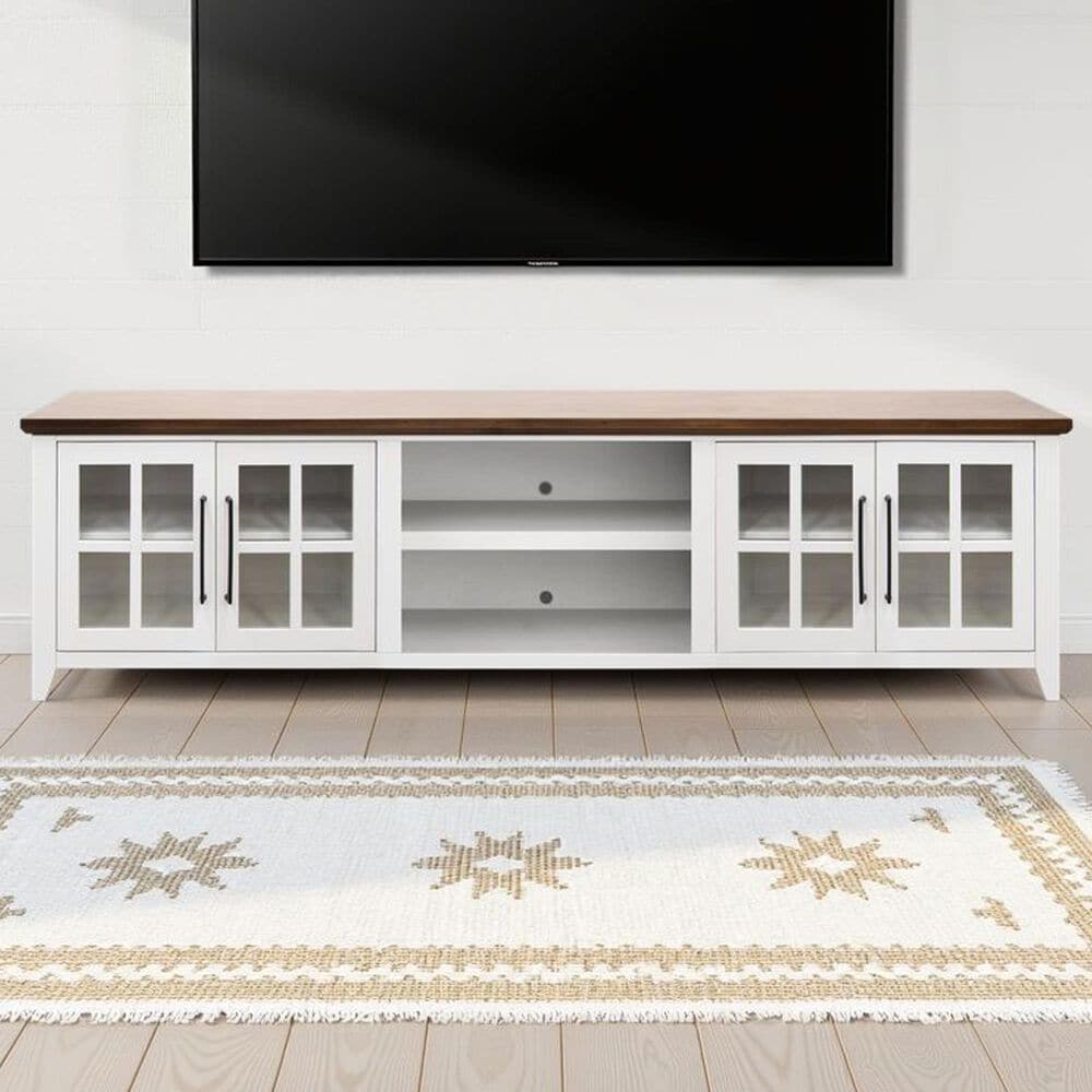 Legends Home Providence 96" TV Console in White and Bourbon, , large