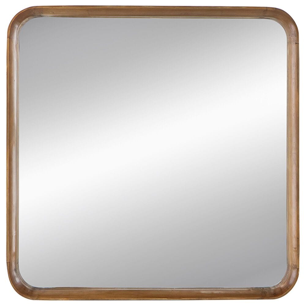 Hearth and Haven Square Wall Mirror with Wood Frame in Brown, , large