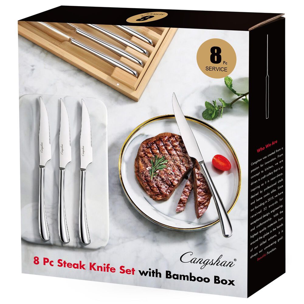 Cangshan Rain II 8-Piece Forged Steak Knife Set in Silver, , large
