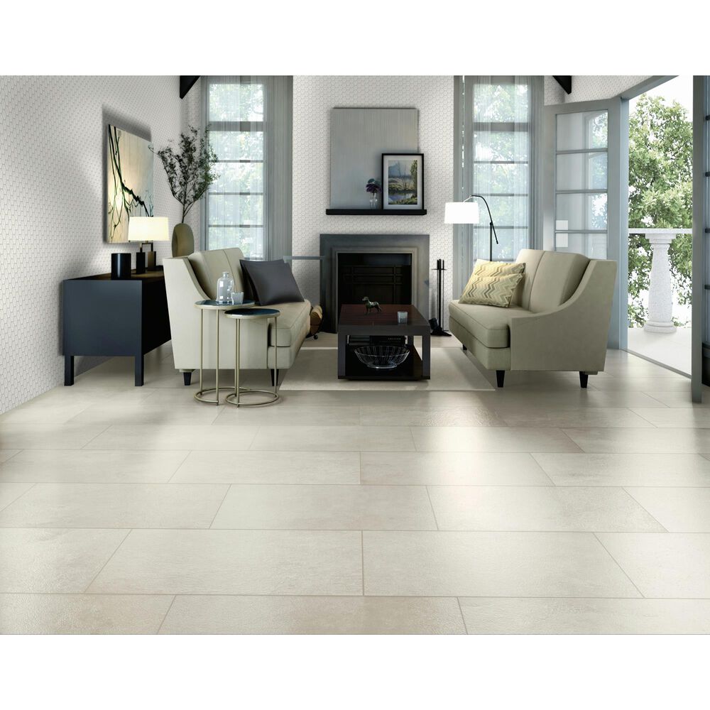 Dal-Tile Artefino Jewel Oyster 3" Pyramid Hexagon Apex on 11" x 12" Porcelain Mosaic Sheet, , large