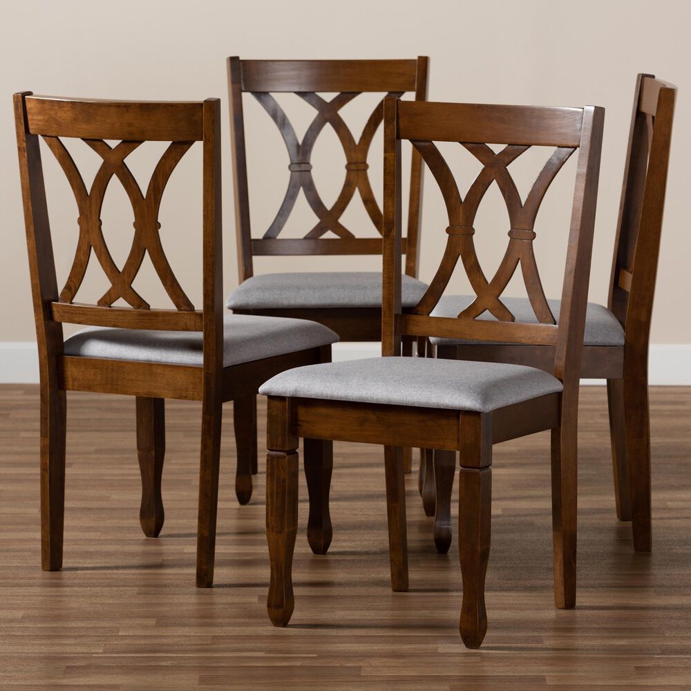 Baxton Studio Augustine Side Chair in Walnut Brown (Set of 4), , large