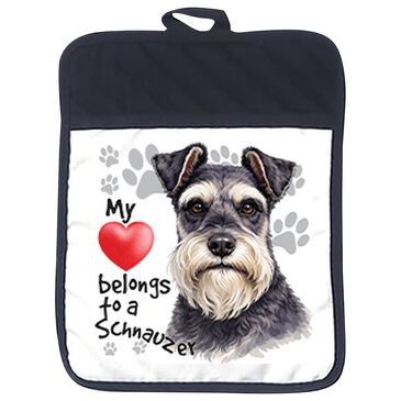 1 Brilliant Gift Heart Paws Schnauzer Pot Holder in White, , large
