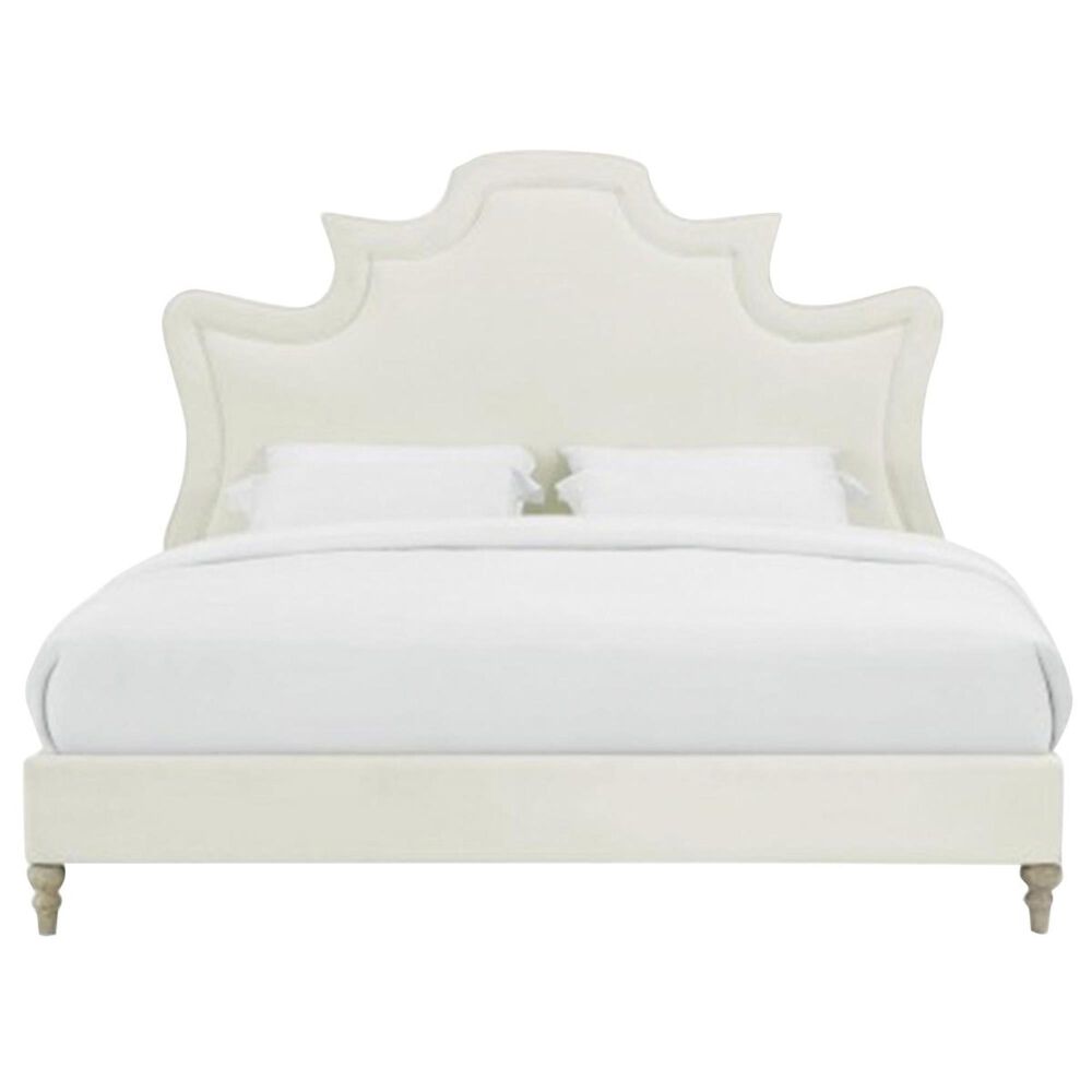 Tov Furniture Serenity Queen Velvet Bed in Cream Nebraska Furniture Mart
