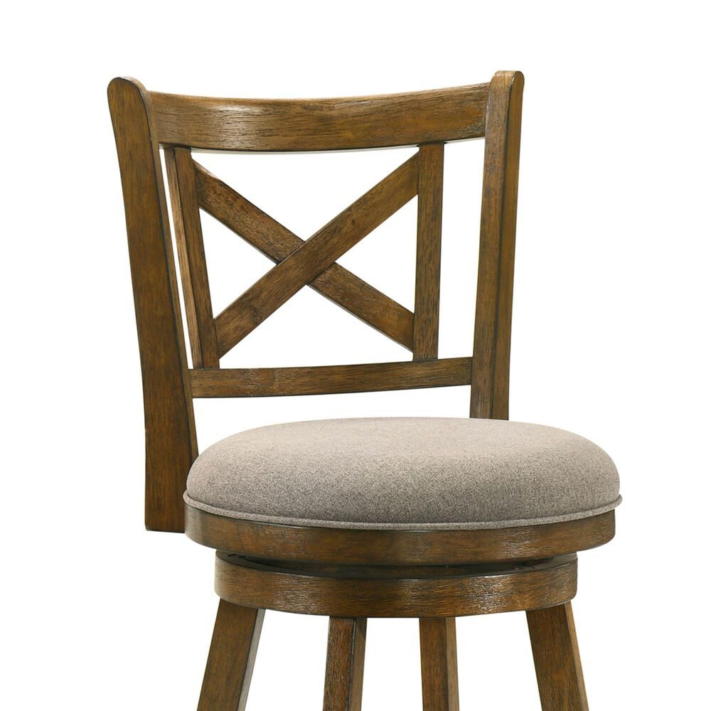 Armen Living Kodi Swivel Bar Height Stool with Static Gray in Sepia Brown, , large