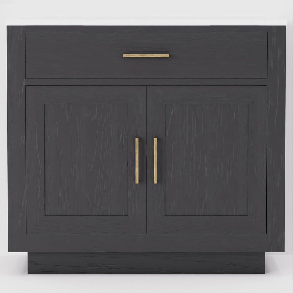 Lexora Home Abbey 36" Single Bathroom Vanity in Black Oak with 2 cm White Quartz Top and Rectangular Sink, , large