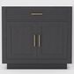 Lexora Home Abbey 36" Single Bathroom Vanity in Black Oak with 2 cm White Quartz Top and Rectangular Sink, , large