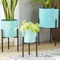 Maple and Jade Metal Planter with Removable Stand in Polished Teal and Black (Set of 2), , large