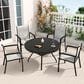 Hearth and Haven 5-Pieces Outdoor Dining Set with Stackable Chairs and Round Table in Black, , large