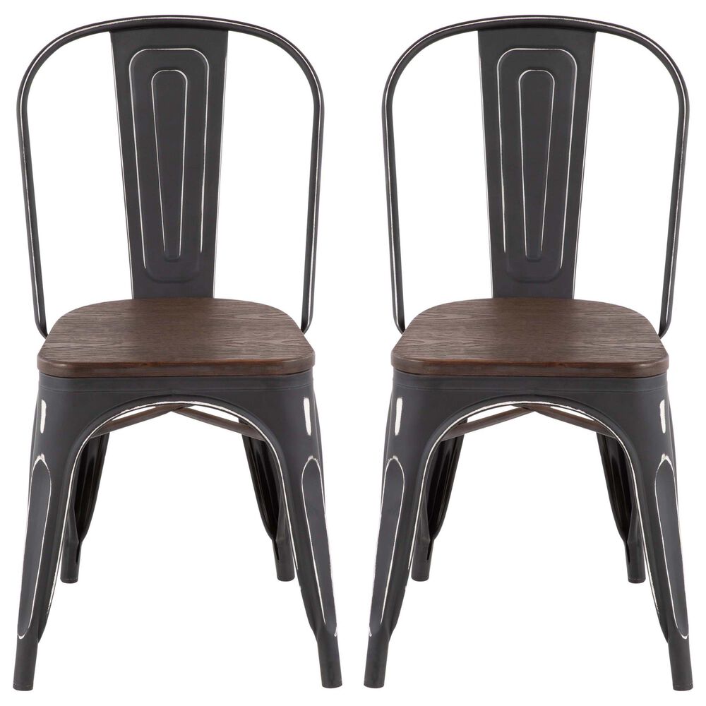 Lumisource Oregon Stackable Dining Chair in Vintage Espresso/Vintage Black &#40;Set of 2&#41;, , large