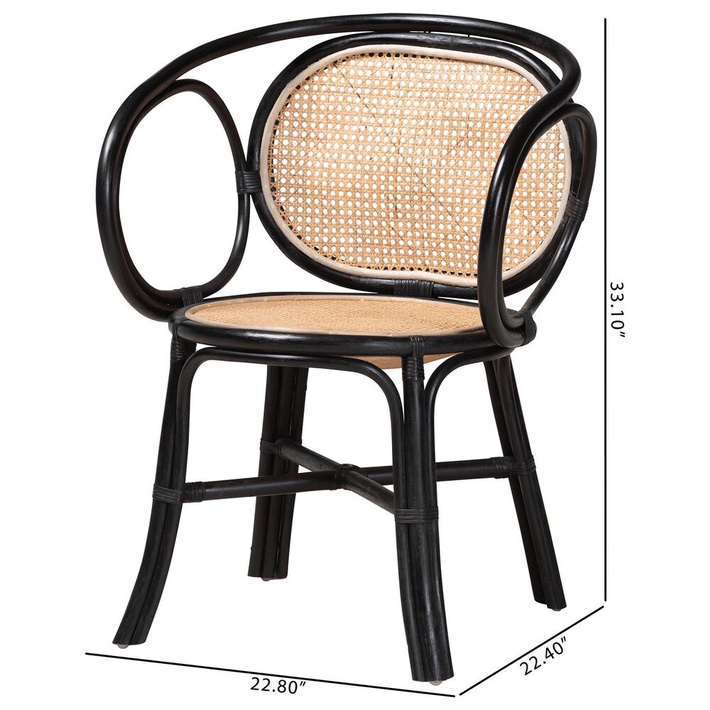 Baxton Studio Palesa Arm Chair in Black and Natural Brown, , large
