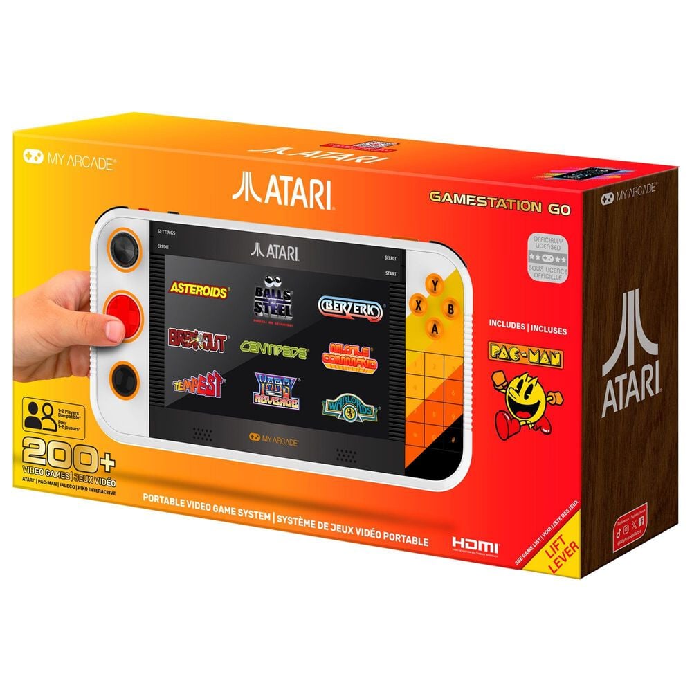My Arcade Atari Gamestation Go Rechargeable Portable Handheld Gaming System in Black, , large