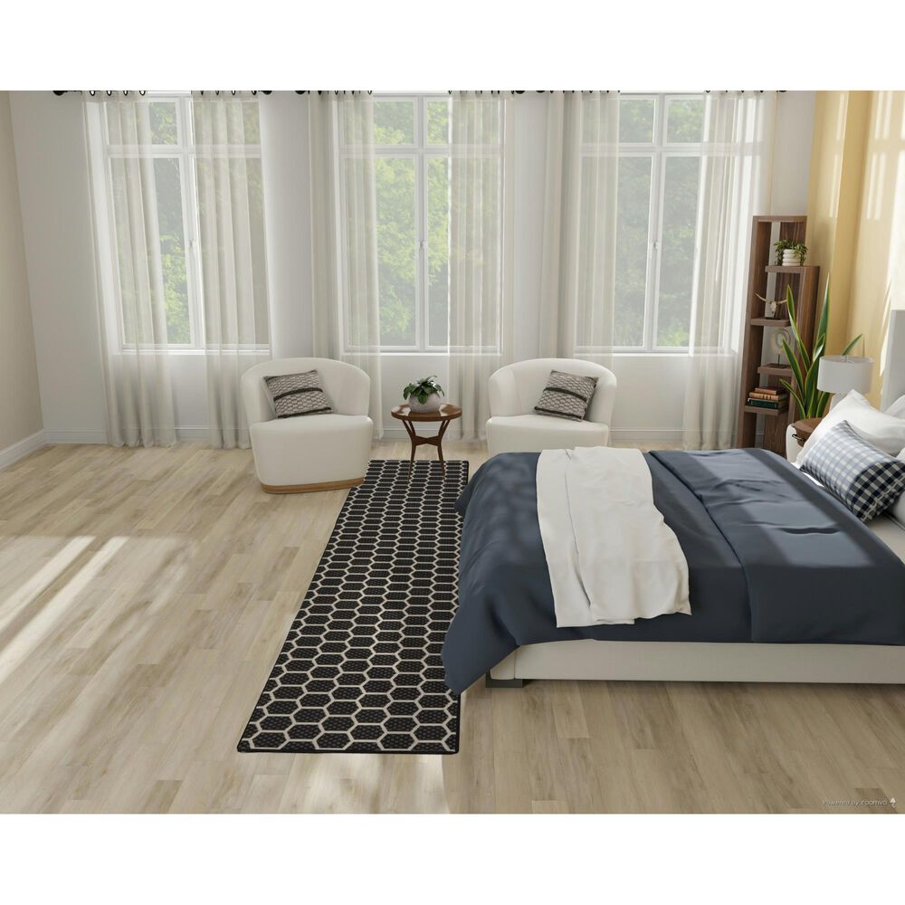 Nourison Twist Reversible 2&#39;2&quot; x 12&#39; Black Indoor/Outdoor Runner, , large