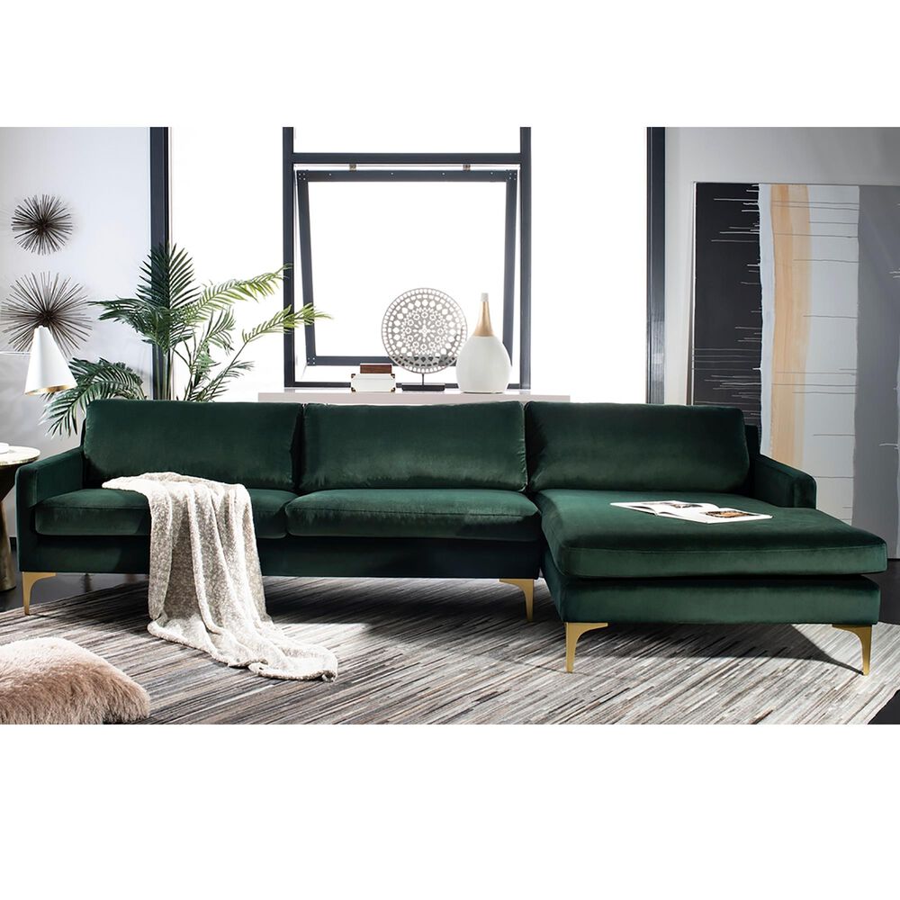 Safavieh Brayson Sectional Chaise Sofa in Hunter Green, , large