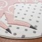 Safavieh Carousel 5"3" Round Ivory, Grey and Pink Kids Area Rug, , large