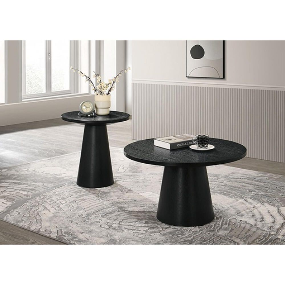 Furniture of America Halewood Round Coffee Table in Black, , large