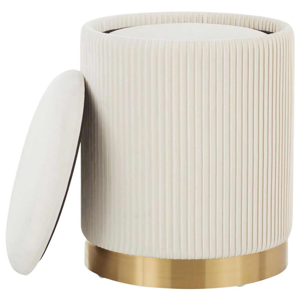 Lumisource Marla 2-Piece Nesting Pleated Ottoman Set in Cream, , large