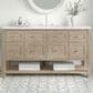 James Martin Vanities Breckenridge 60" Single Bathroom Vanity in Whitewashed Oak with 3 cm White Zeus Quartz Top and Rectangular Sink, , large