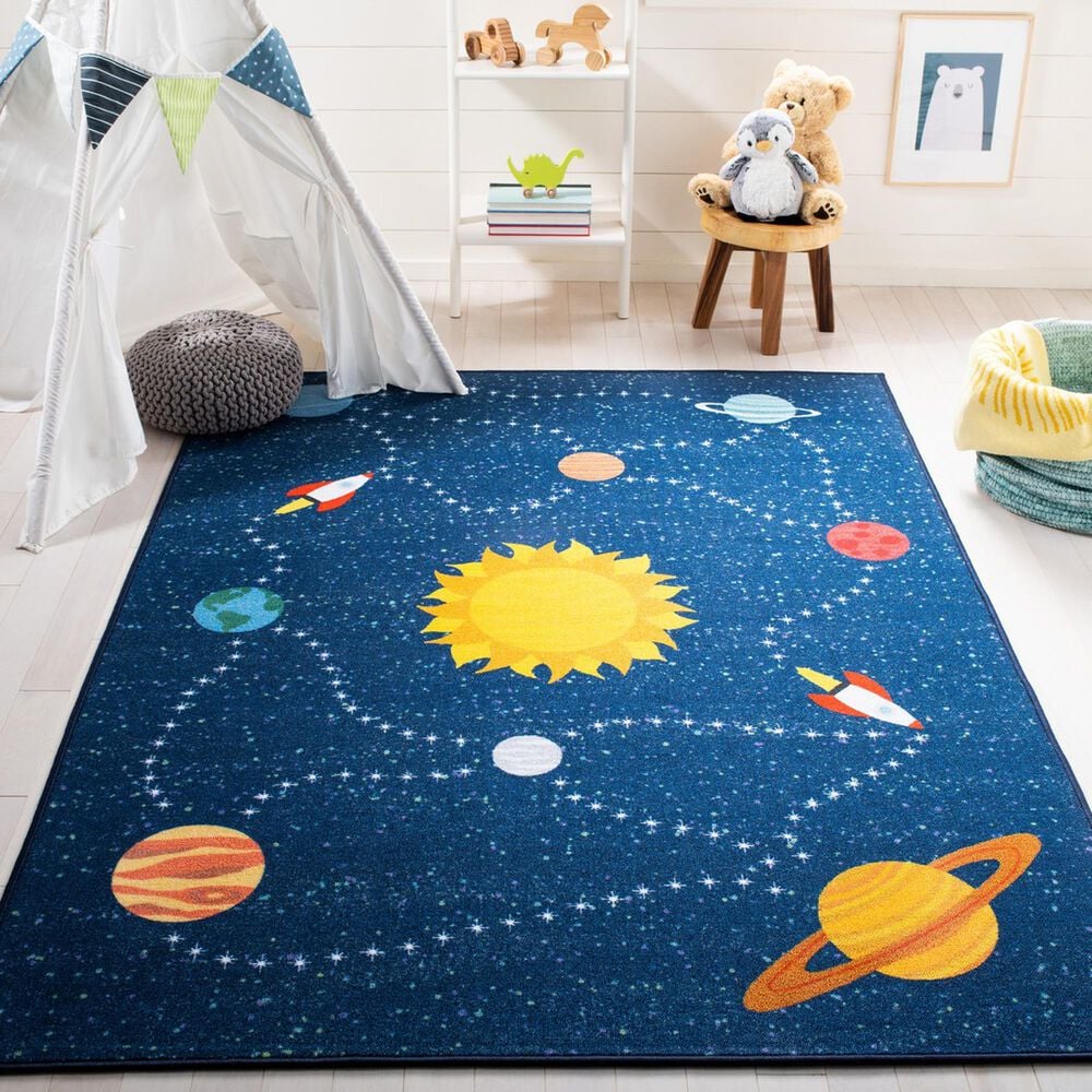 Safavieh Kids Playhouse 5&#39;5&quot; x 7&#39;7&quot; Navy and Gold Rug, , large