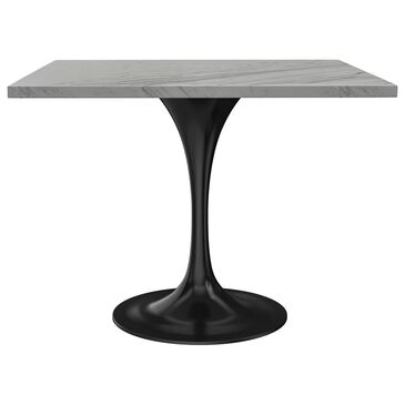 Leisuremod LeisureMod Verve Collection 36 Square Dining Table, Black Base with Laminated White Marbleized Top, , large