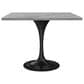 Leisuremod LeisureMod Verve Collection 36 Square Dining Table, Black Base with Laminated White Marbleized Top, , large