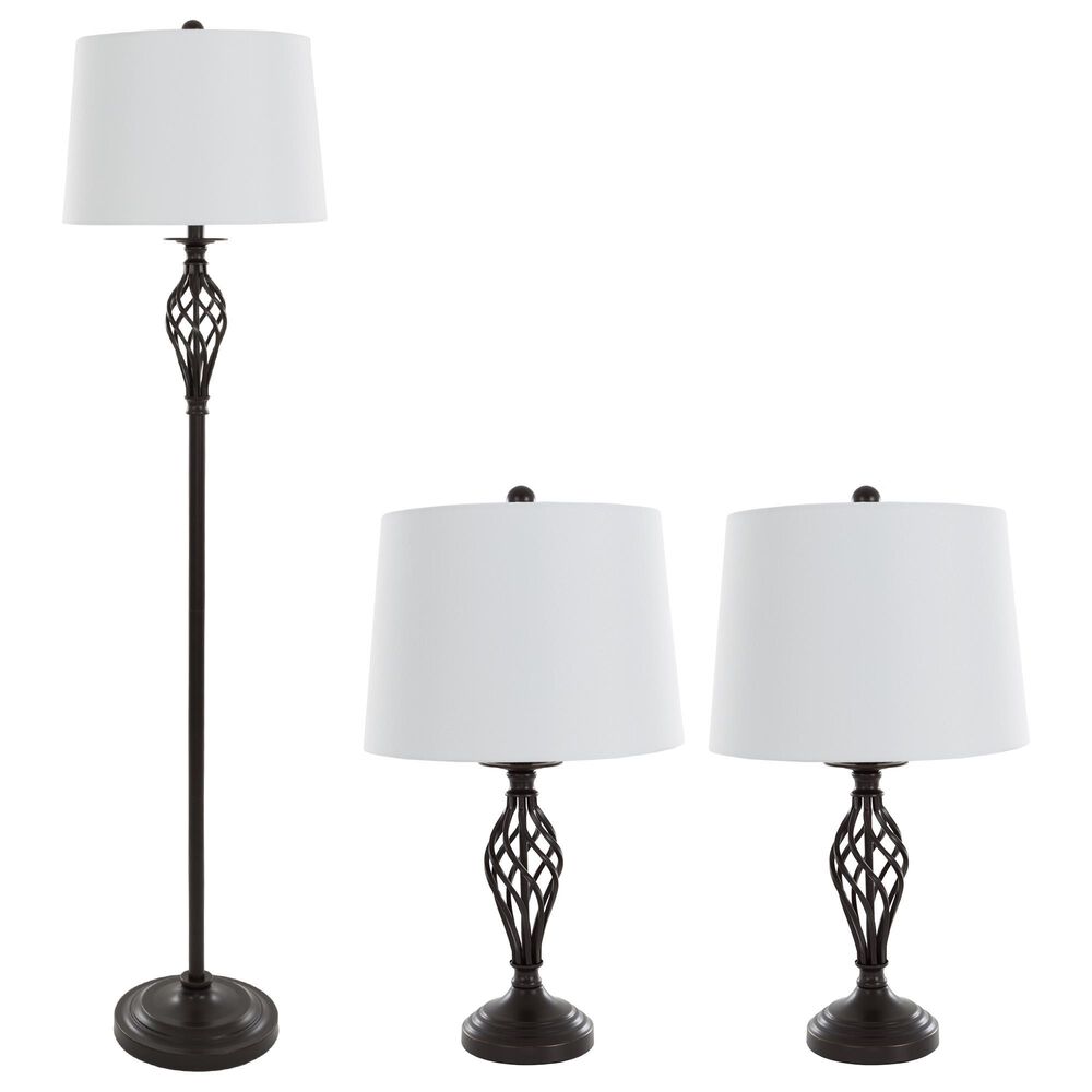 Timberlake Spiral Cage 3-Piece Floor and Table Lamp Set in Bronze, , large