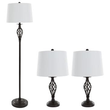 Timberlake Spiral Cage 3-Piece Floor and Table Lamp Set in Bronze, , large