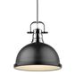 Golden Lighting Duncan 1-Light Pendant with Rod and Matte Black Shade in Chrome, , large