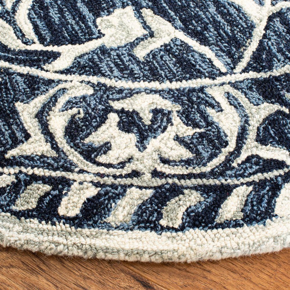 Safavieh Micro-Loop 5&#39; Round Navy and Taupe Area Rug, , large