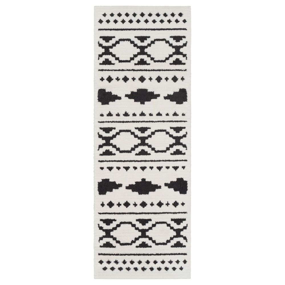 Surya Moroccan Shag MCS-2305 2"7" x 7"3" Black and White Runner, , large