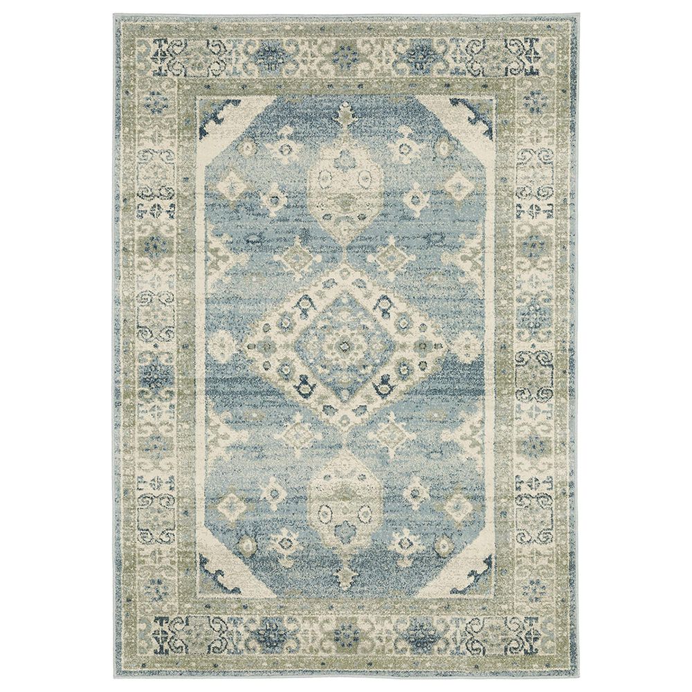 Oriental Weavers Branson Aztec Medallion 1"10" x 7"3" Blue and Beige Runner, , large