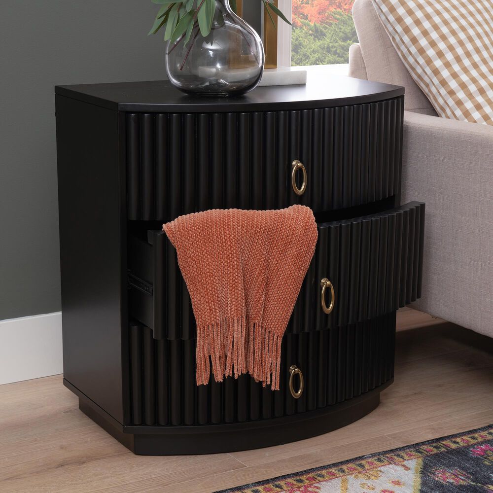 Linon Home Decor Chantel 3-Drawer Nightstand in Black, , large