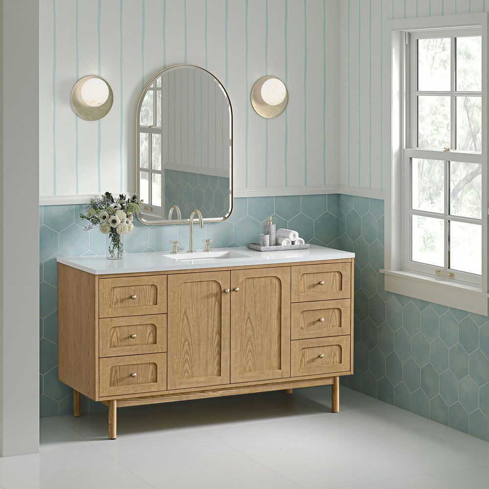 James Martin Rohe 24&quot; Arched Mirror in Champagne Brass, , large