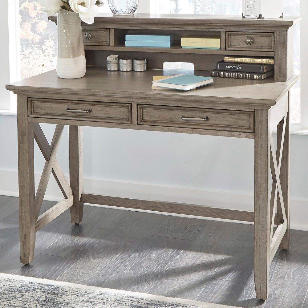Homestyles Mountain Lodge Desk with Hutch in Gray, , large