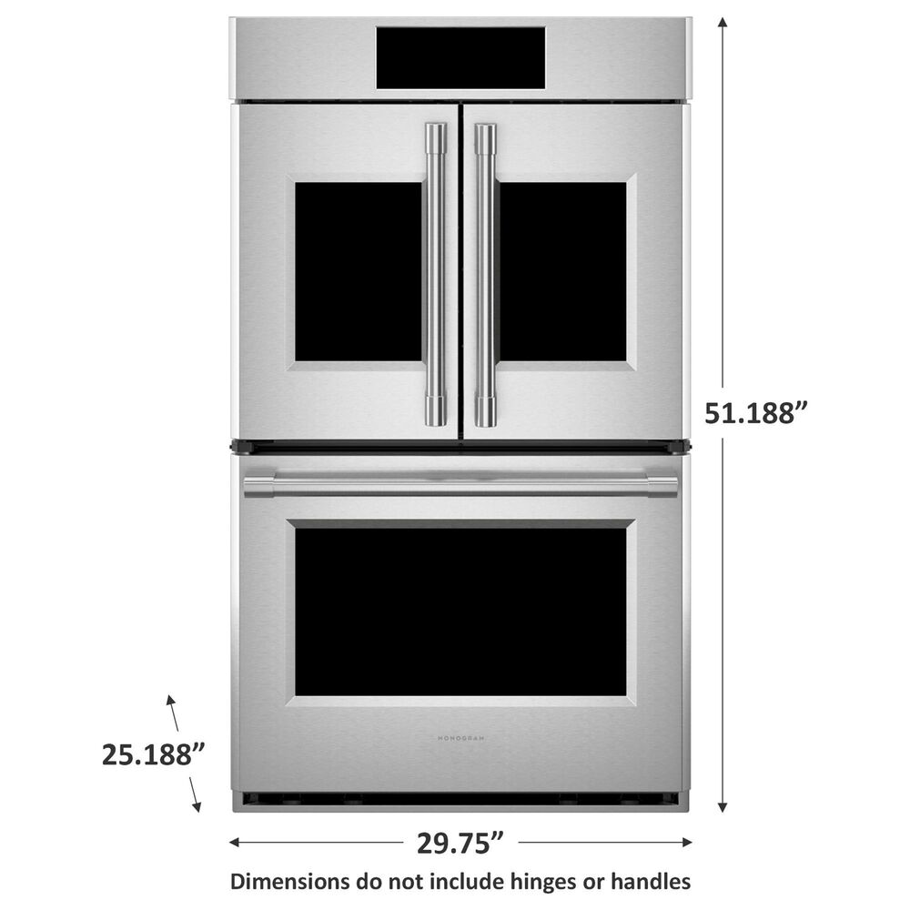 Monogram Statement 30&quot; French Door Electric Double Wall Oven in Stainless Steel, , large