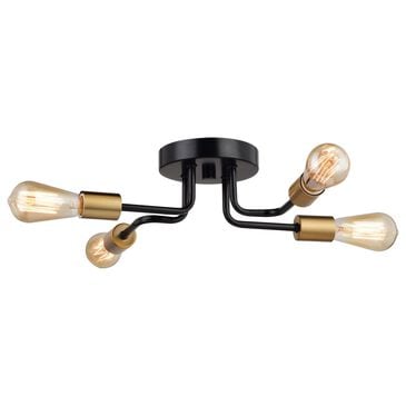 Vaxcel Rhine 4-Light Semi Flush Mount in Matte Black and Natural Brass, , large