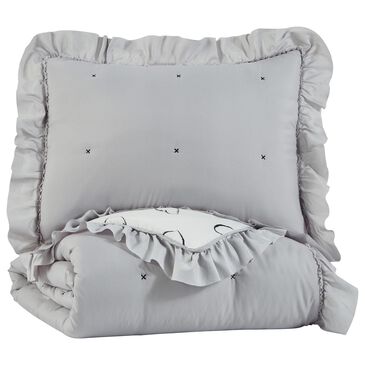 Signature Design by Ashley Hartlen 2 Piece Twin Comforter Set in Gray and White, , large