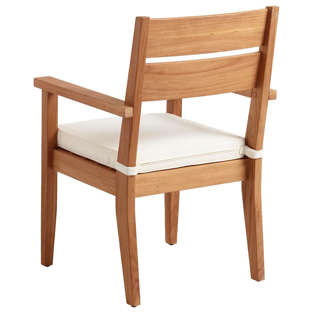 Linon Home Decor Carenen Patio Arm Chair with Antique White Cushion in Natural, , large