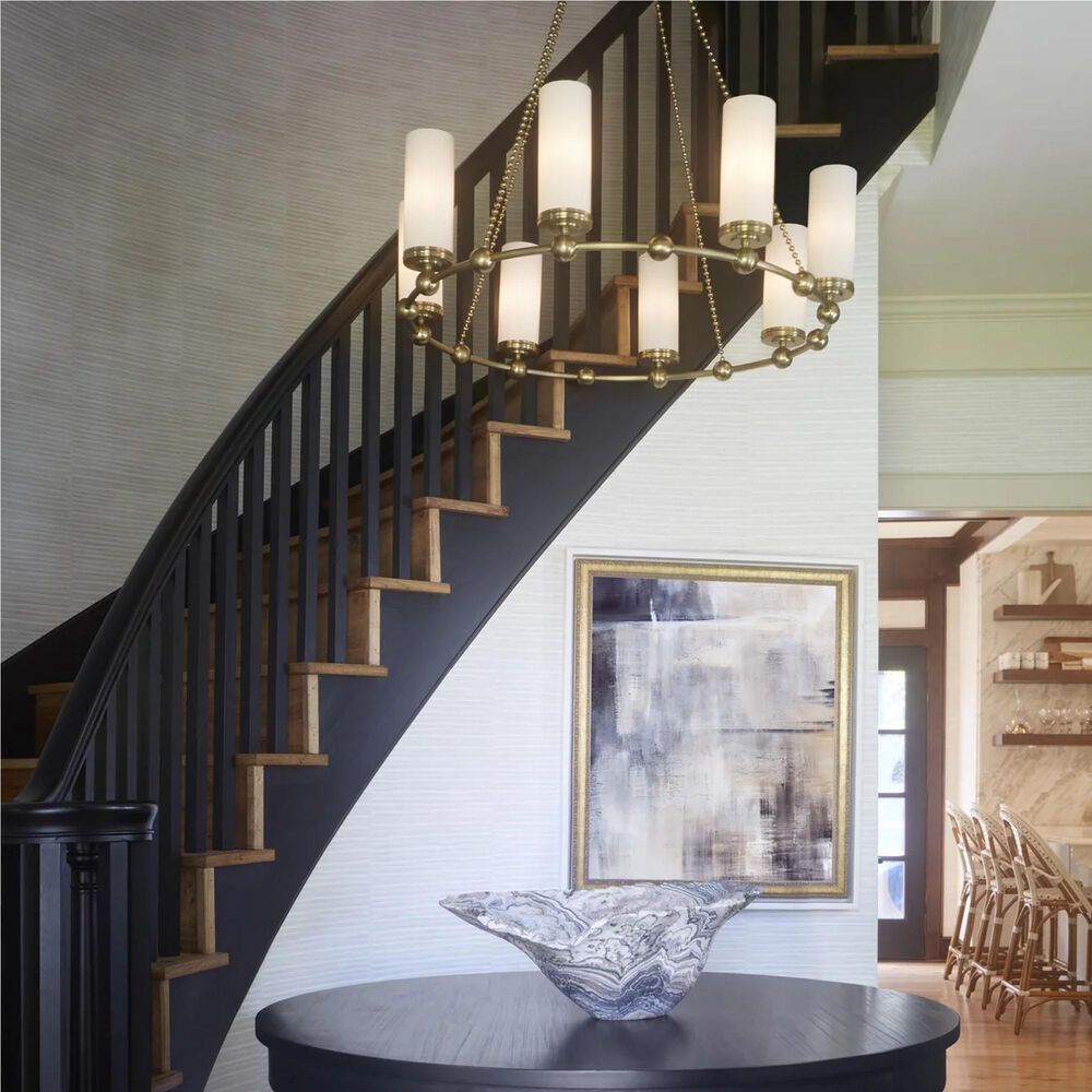 Quorum Lee Blvd 2.0 8 Light Chandelier in Aged Brass, , large