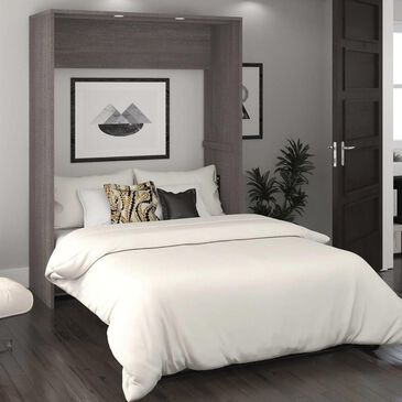 Bestar Cielo Full Wall Bed In Bark Gray And White, , large