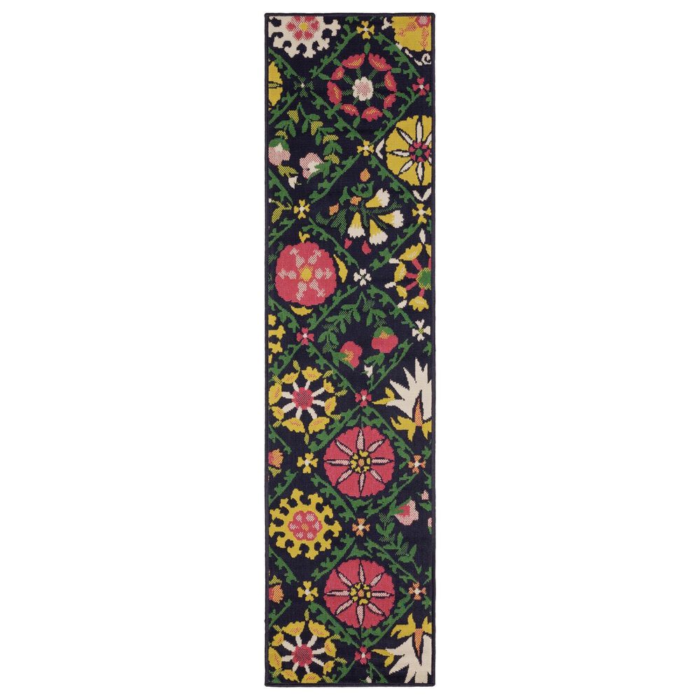 Oriental Weavers Havana HAV09 Navy and Multicolor 1"10" x 7"3" Indoor/Outdoor Runner, , large