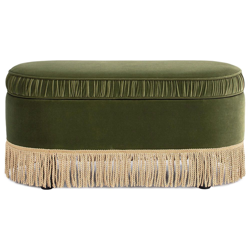 Jennifer Taylor Home Serena Storage Bench with Tufted Bullion Fringe in Olive Green, , large